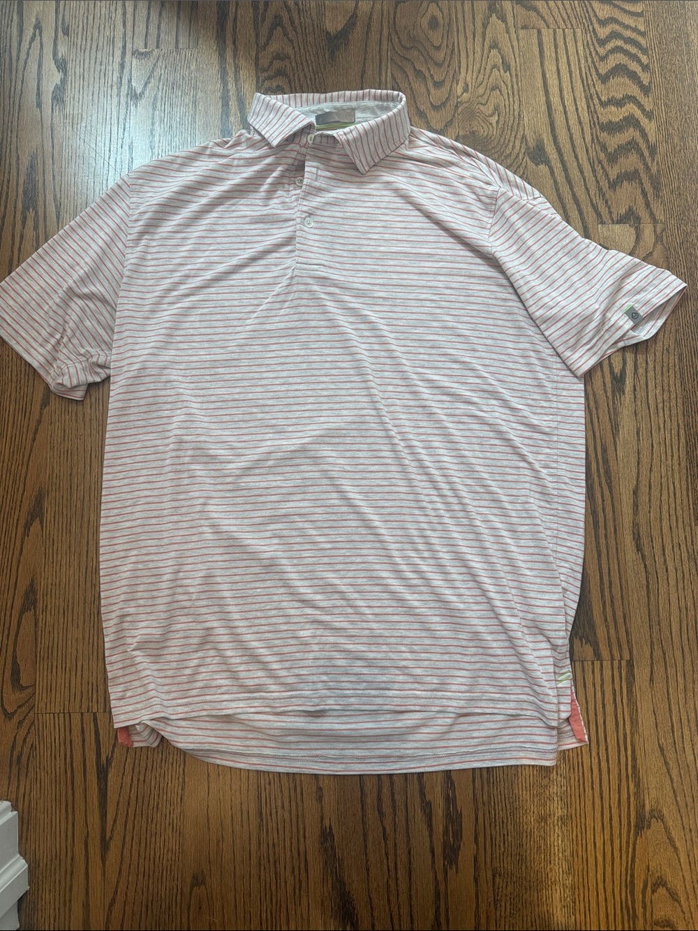 Men's Tasc Performance Striped Bamboo Polo in Coral